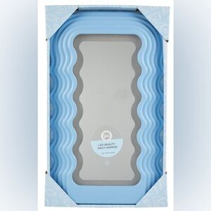 LED Beauty Wavy Mirror - Light Blue Frame